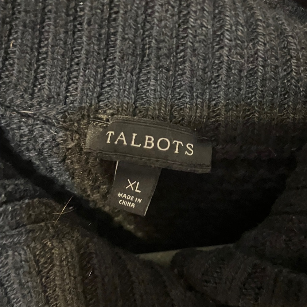 Talbots Classic Black Knit Button Sweater with Collar
